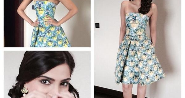 Sonam Kapoor in Mary Katrantzou for Khoobsurat promotions in Bangalore!
