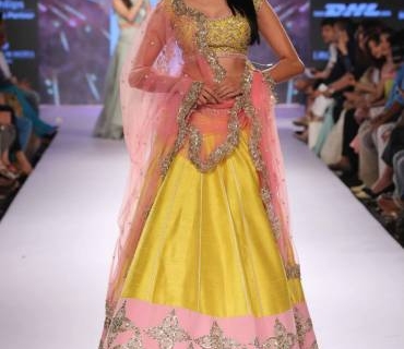 Sunflower Yellow, Bubblegum Pink & Cool Mint for Anushree Reddy at Anushree Reddy LFW SR 2015
