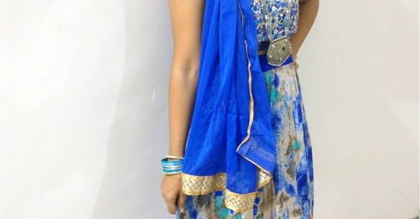Navratri Day 3 Blue colour – Grey Blue festive Choli ghagra!