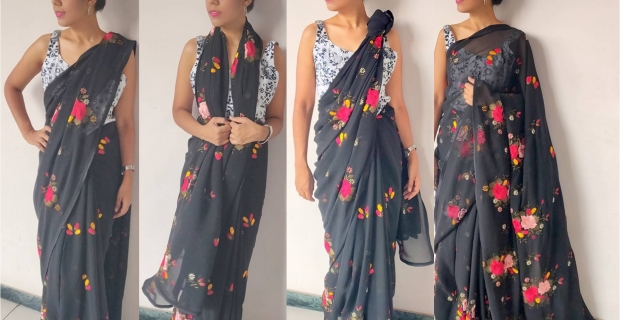 One Saree Four Ways – Mom’s floral Saree!